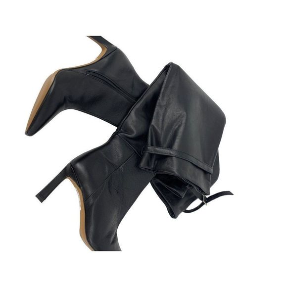 Asos Faux Leather Boots Sz 6 Over the Knee Adjustable Thigh Strap Buckle 3768 - Picture 12 of 16